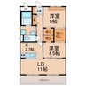 シャルマン向山 2LDKの間取り