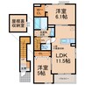 ラ・リベルタ 2LDKの間取り