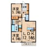 栂桜 2LDKの間取り