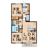 栂桜 2LDKの間取り