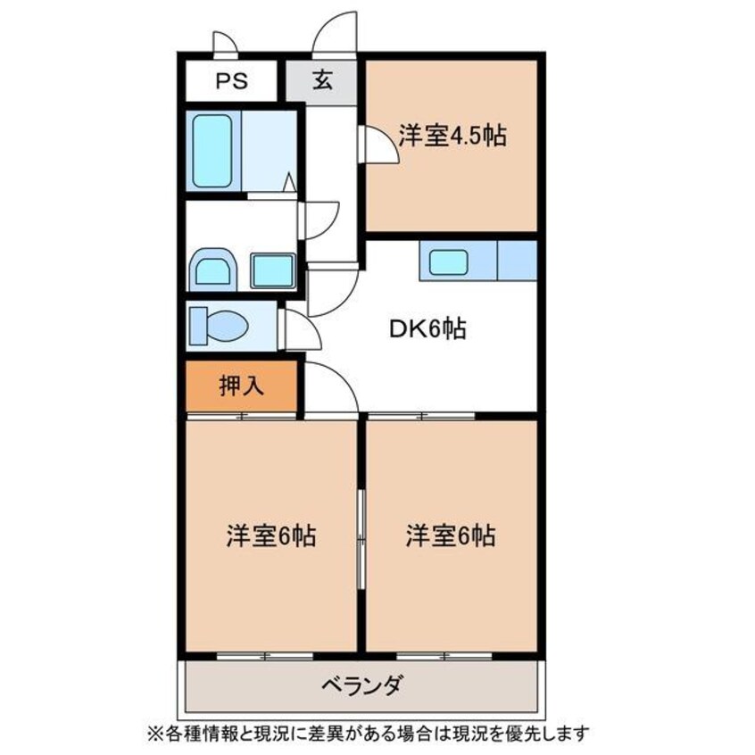 間取図 高山本線（岐阜県内）/坂祝駅 徒歩29分 2階 築25年