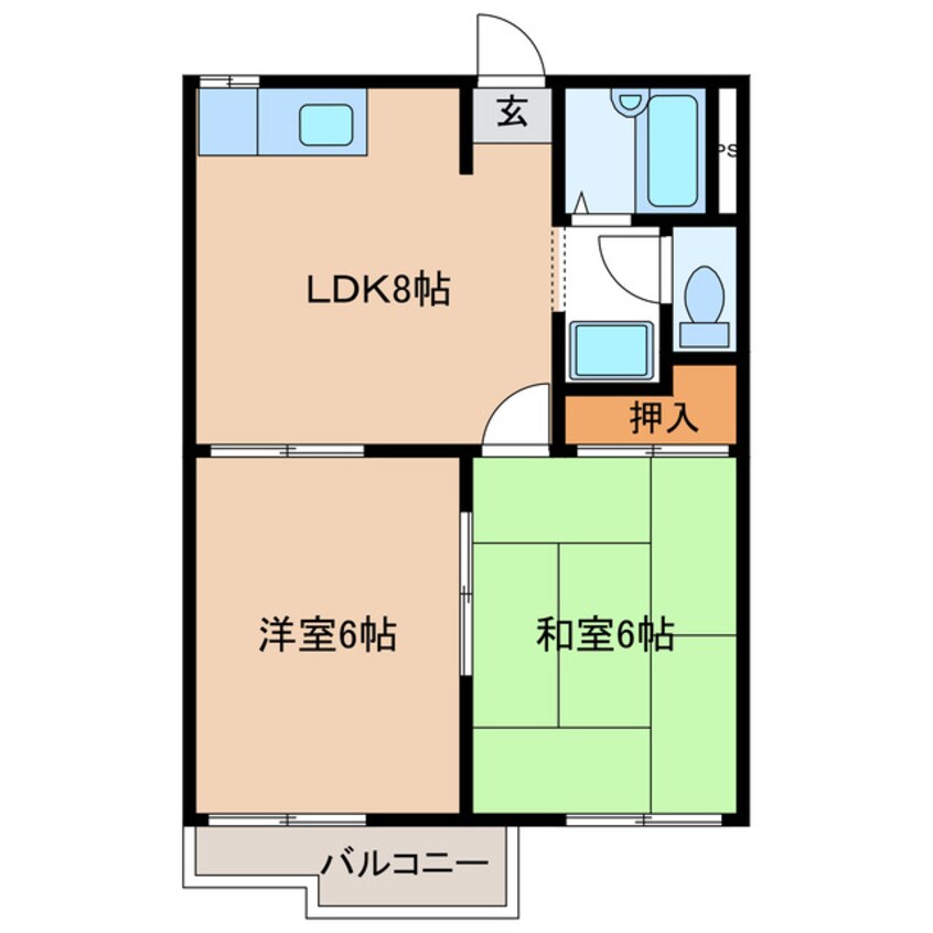 間取図 名鉄広見線/新可児駅 徒歩33分 2階 築36年