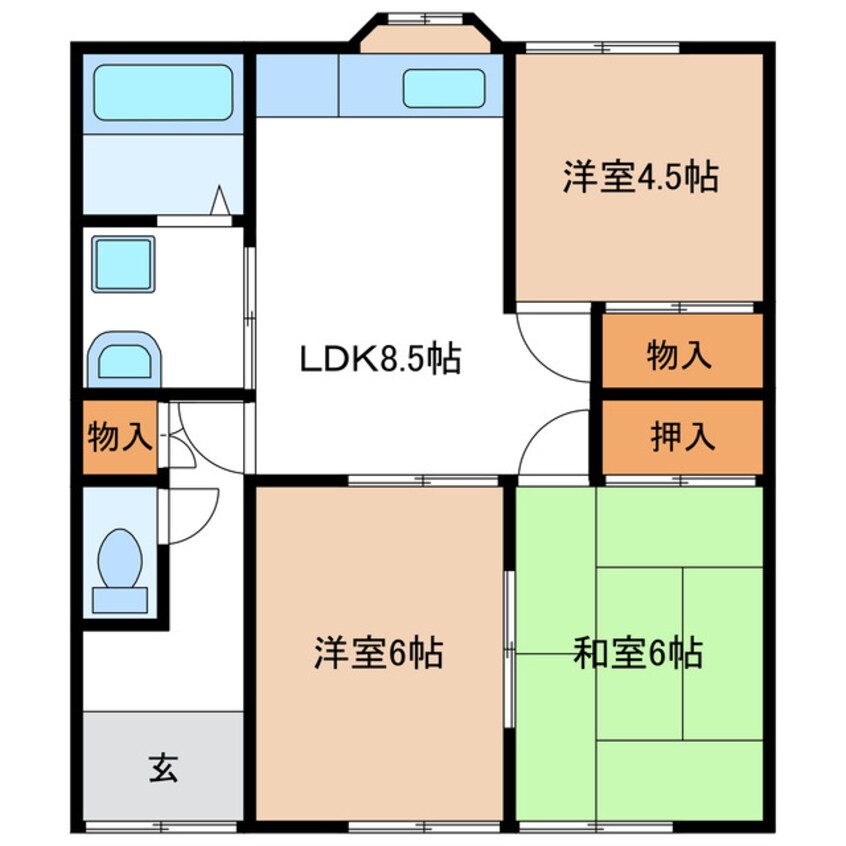 間取図 太多線/美濃川合駅 徒歩13分 2階 築21年