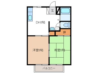 間取図 名鉄広見線/日本ライン今渡駅 バス5分東鉄バス　徳野下車:停歩3分 2階 築31年