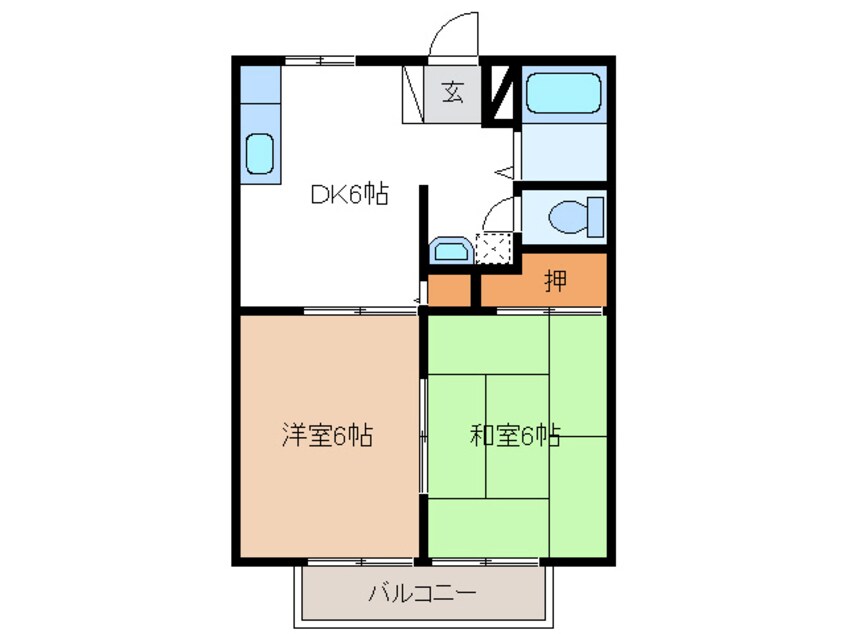 間取図 名鉄広見線/日本ライン今渡駅 バス5分東鉄バス　徳野下車:停歩3分 2階 築31年