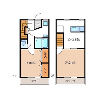 間取図 名鉄広見線/日本ライン今渡駅 徒歩4分 1-2階 築26年