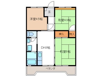 間取図 名鉄広見線/新可児駅 徒歩9分 9階 築38年