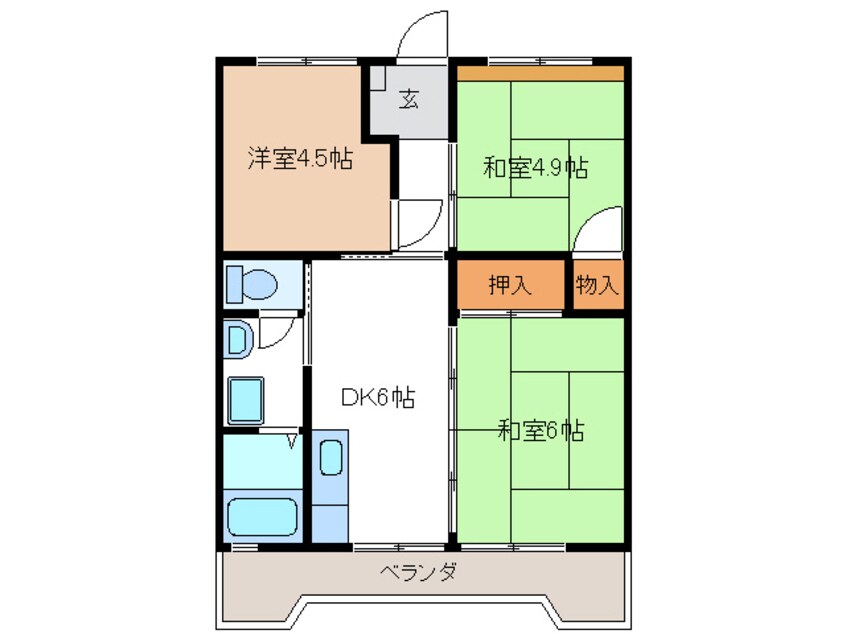 間取図 名鉄広見線/新可児駅 徒歩9分 9階 築38年