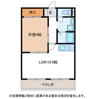 間取図 高山本線（岐阜県内）/古井駅 徒歩10分 3階 築26年