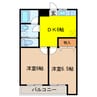 ルチェーレ愛野Ⅲ 2DKの間取り
