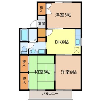 間取図 東海道本線/掛川駅 バス5分小市下車:停歩8分 2階 築28年