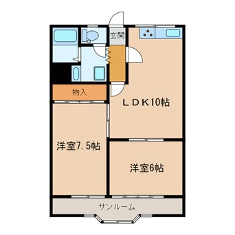 間取図 東海道本線/掛川駅 徒歩10分 2階 築37年