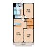 ベルフラワー壱番館 2LDKの間取り