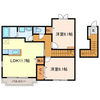 間取図 東海道本線/掛川駅 車移動　7分2.3km 2階 築17年