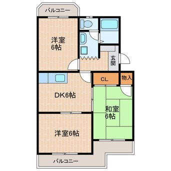 間取図 東海道本線/掛川駅 徒歩3分 2階 築28年