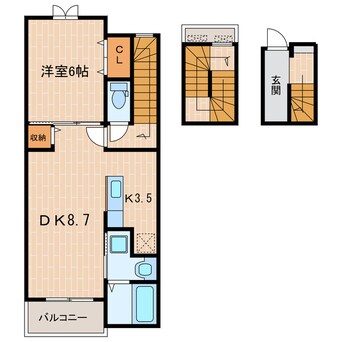 間取図 東海道本線/菊川駅 徒歩18分 3階 築9年