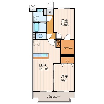 間取図 東海道本線/菊川駅 徒歩23分 2階 築17年