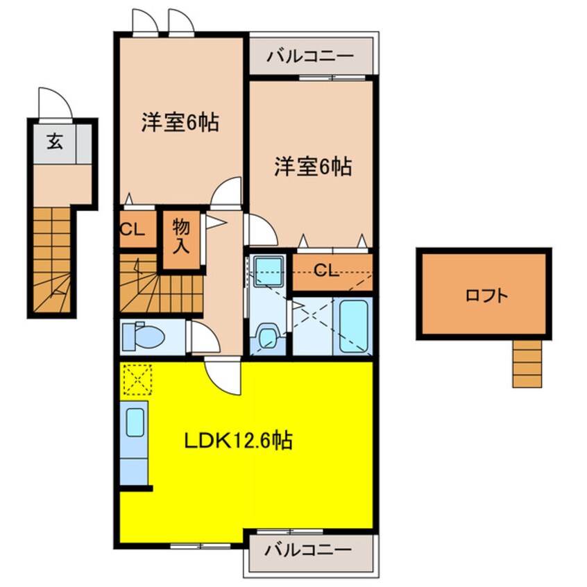 間取図 東海道本線/菊川駅 徒歩21分 2階 築11年