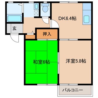 間取図 東海道本線/袋井駅 バス27分横須賀車庫前下車:停歩9分 2階 築24年