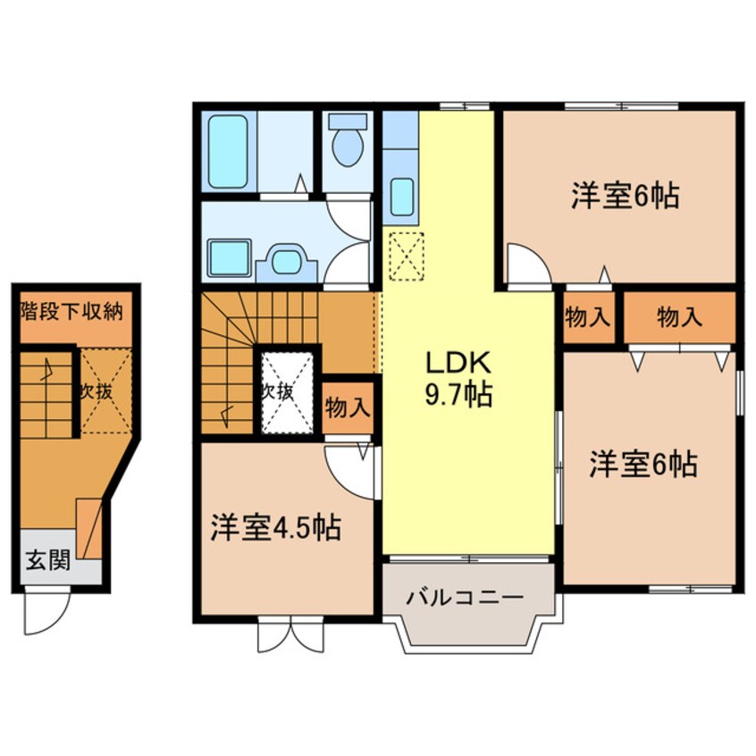 間取図 東海道本線/袋井駅 バス24分大須賀支所下車:停歩7分 2階 築21年