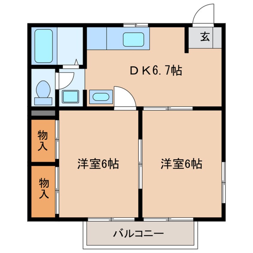 間取図 掛川市市街地循環バス(北回り）/七日町西 徒歩1分 2階 築30年