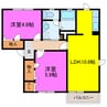 コーポエミーナ 2LDKの間取り