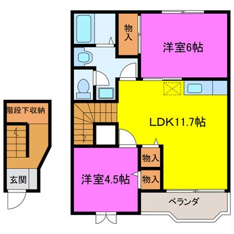 間取図 東海道本線/掛川駅 バス10分石畑下車:停歩1分 2階 築27年