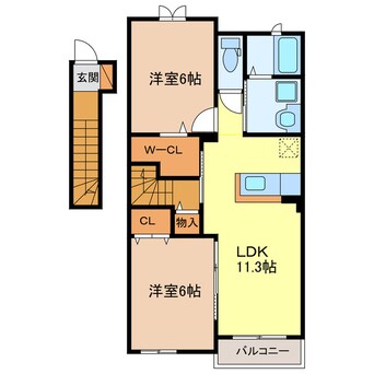 間取図 東海道本線/菊川駅 徒歩6分 2階 築8年