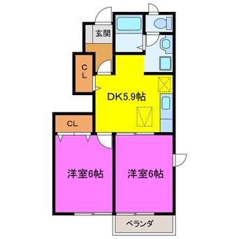 間取図 東海道本線/菊川駅 徒歩18分 1階 築23年