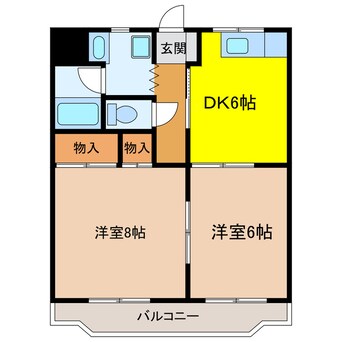 間取図 東海道本線/菊川駅 徒歩24分 2階 築26年