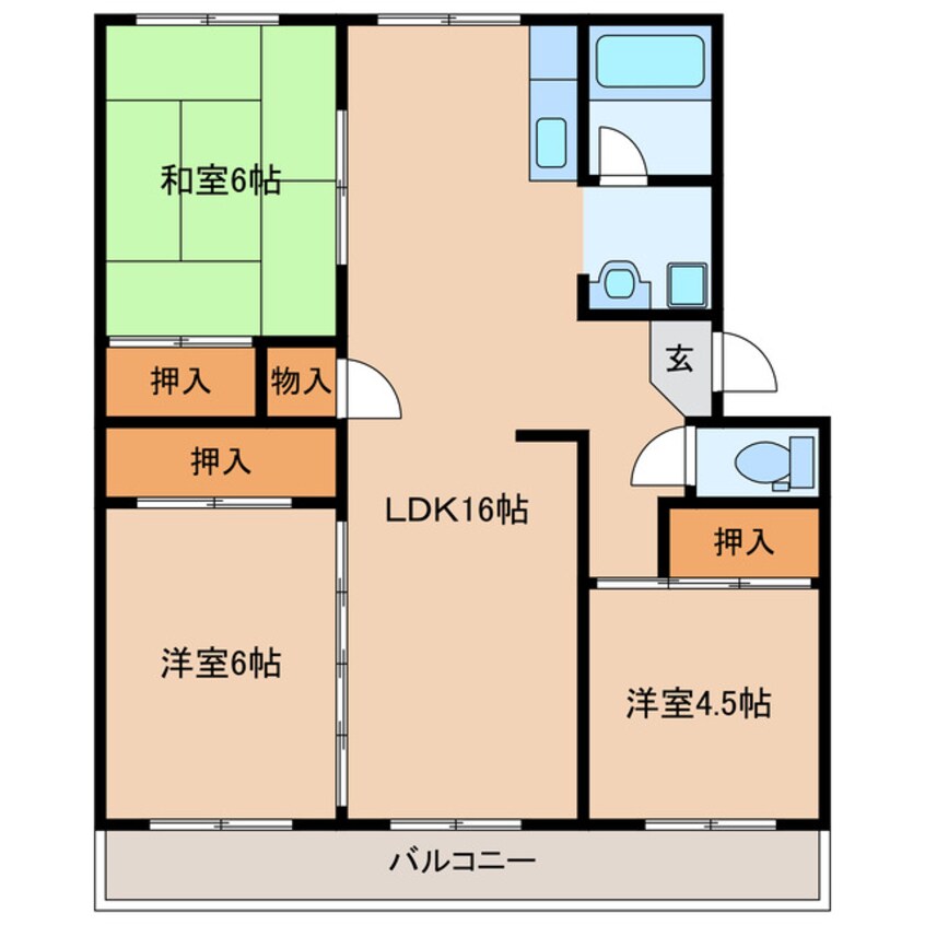 間取図 東海道本線/掛川駅 徒歩18分 2階 築39年