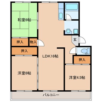 間取図 東海道本線/掛川駅 徒歩18分 2階 築39年