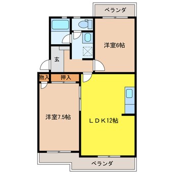 間取図 東海道本線/掛川駅 徒歩17分 1階 築33年