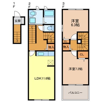 間取図 東海道本線/菊川駅 バス7分菊川警察署東下車:停歩8分 1-3階 築11年