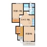 ルーナⅠ 2DKの間取り