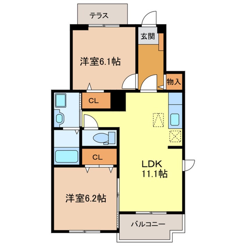 間取図 東海道本線/掛川駅 徒歩7分 1階 築11年