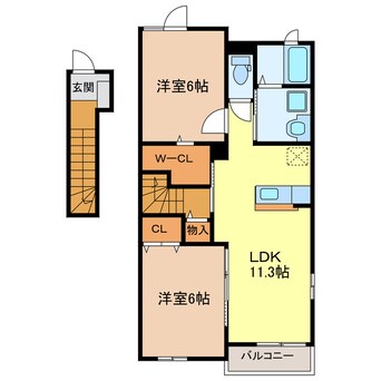 間取図 東海道本線/菊川駅 徒歩15分 2階 築9年