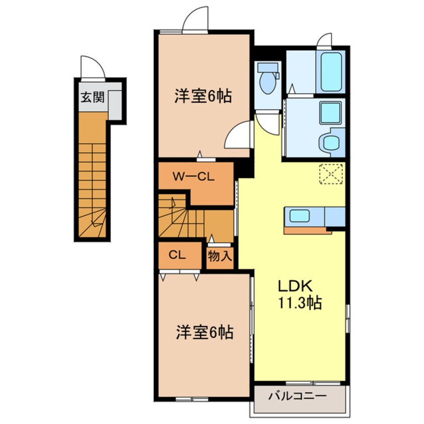 間取図 東海道本線/菊川駅 徒歩15分 2階 築9年