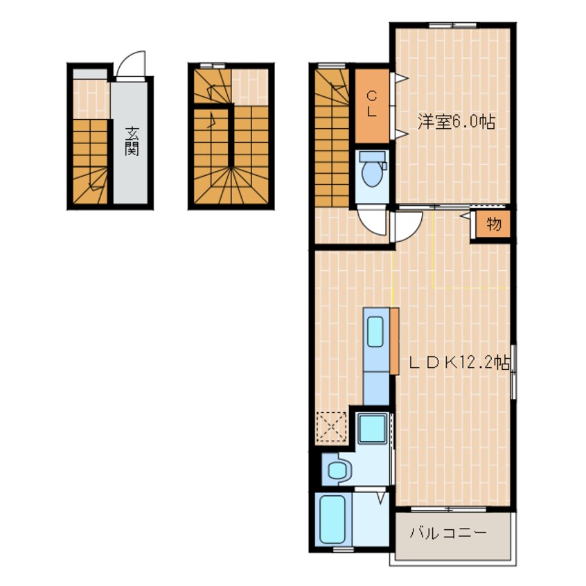 間取図 東海道本線/掛川駅 徒歩22分 3階 築10年