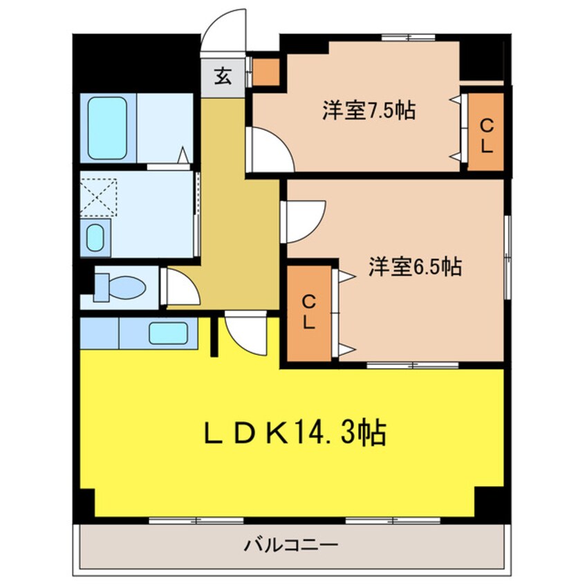 間取図 東海道本線/掛川駅 徒歩6分 7階 築23年