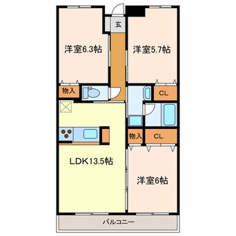 間取図 リヴェール・Ｊ・３４