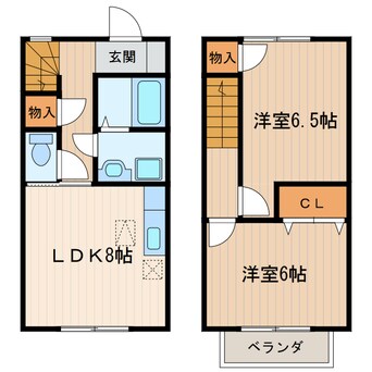 間取図 東海道本線/菊川駅 徒歩13分 1-2階 築24年