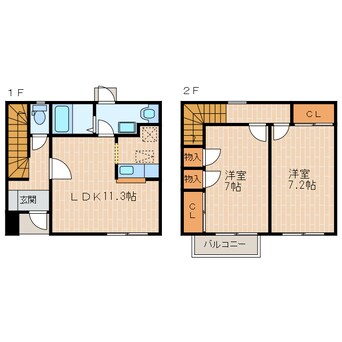 間取図 東海道本線/掛川駅 車移動　9分3.2km 1-2階 築18年