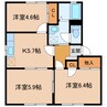 サンフラワーＢ 3Kの間取り