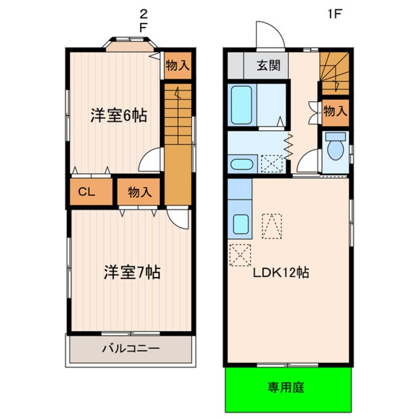 間取図 東海道本線/掛川駅 車移動　9分2.8km 1-2階 築22年