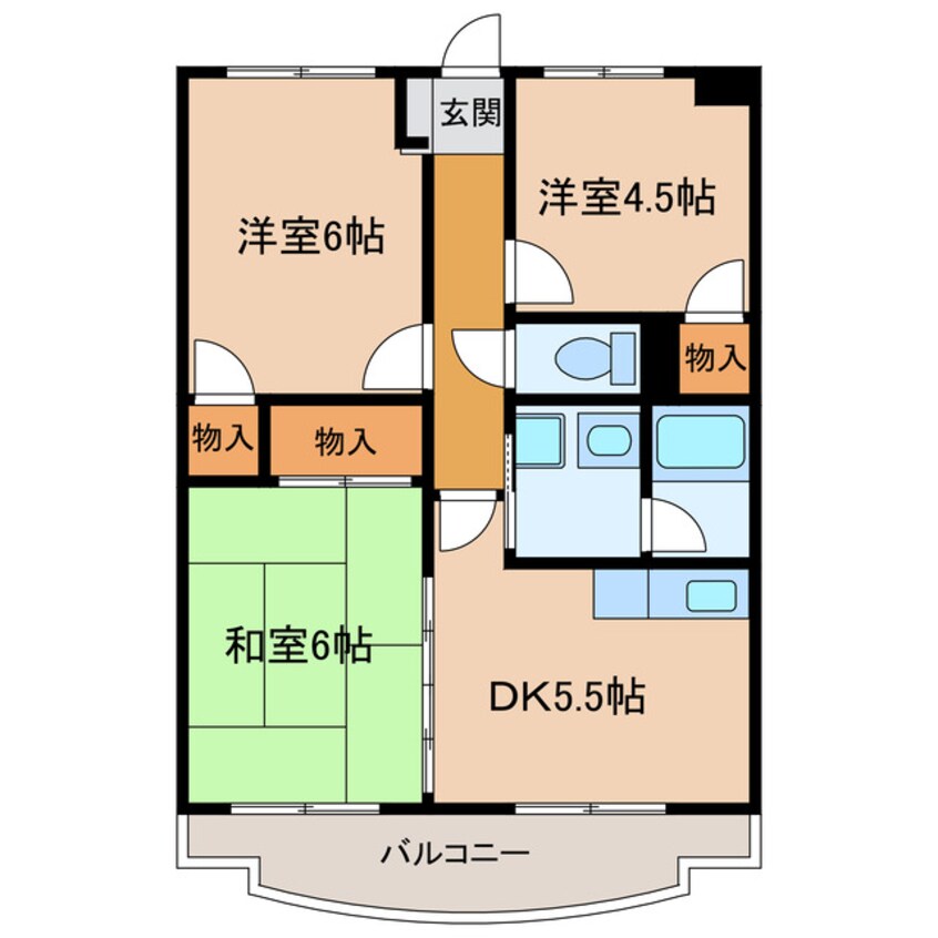 間取図 東海道本線/掛川駅 バス8分宮脇下車:停歩9分 2階 築29年