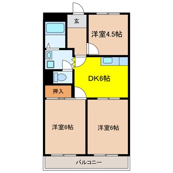 間取図 東海道本線/掛川駅 徒歩5分 4階 築34年