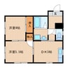 丘の上ハイツ 2DKの間取り