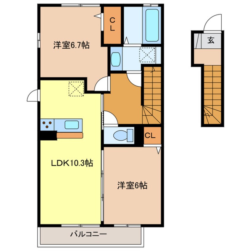 間取図 東海道本線/菊川駅 徒歩28分 2階 築7年