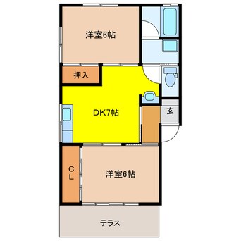 間取図 東海道本線/袋井駅 徒歩22分 1階 築34年